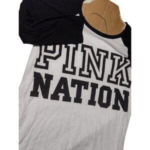 Victoria Secret Pink‎ Nation Women's Long Sleeve Tee Size M White-Black